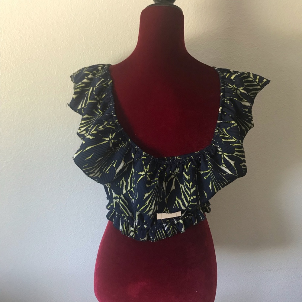 Zara L Crop Top Ruffles Off Shoulder - Picture 5 of 9
